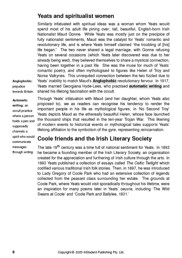 ATAR Notes Text Guide: Selected Poems by W.B. Yeats