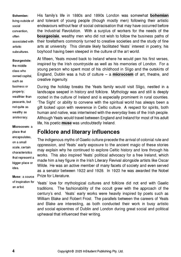 ATAR Notes Text Guide: Selected Poems by W.B. Yeats