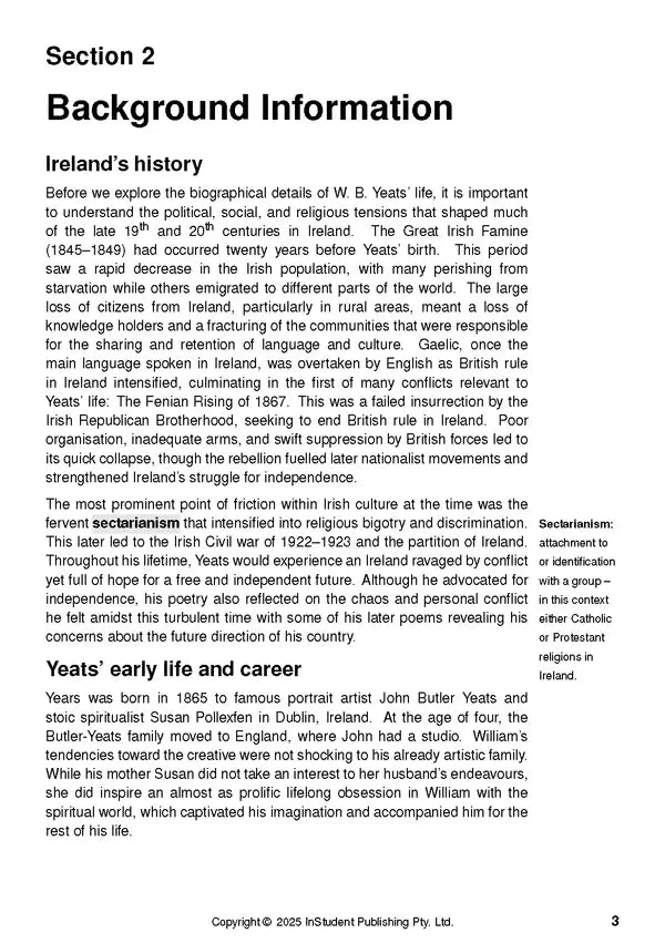 ATAR Notes Text Guide: Selected Poems by W.B. Yeats