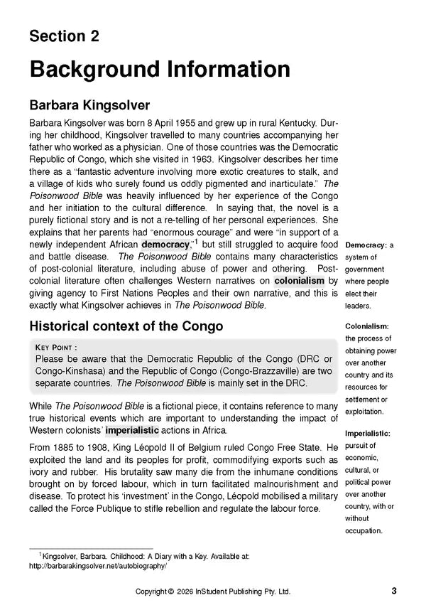 ATAR Notes Text Guide - The Poisonwood Bible by Barbara Kingsolver