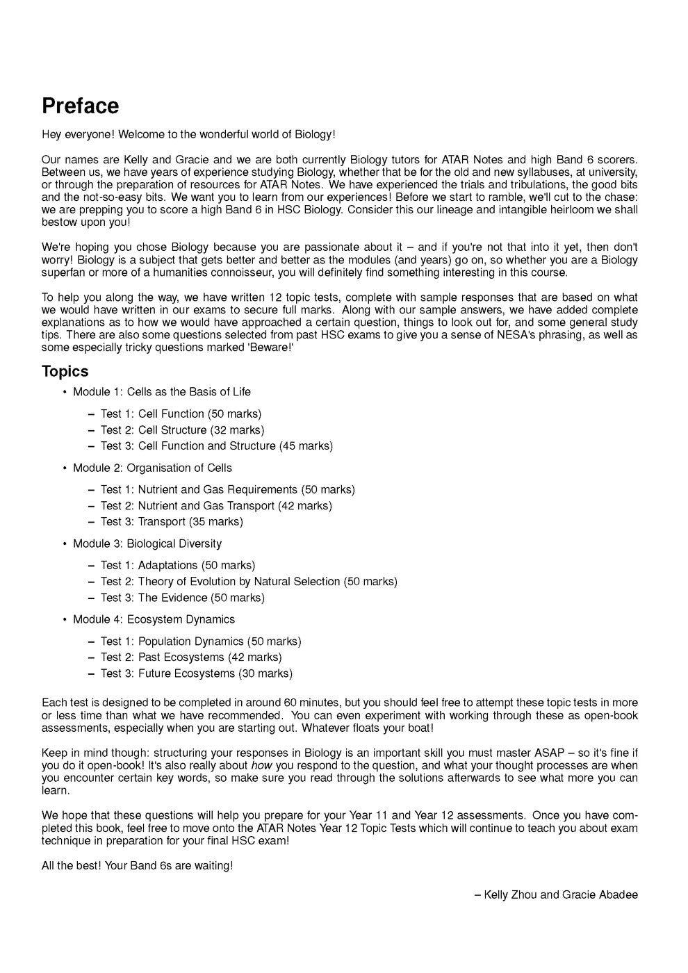 ATAR Notes HSC (Year 11) Topic Tests: Biology (2024-2026)