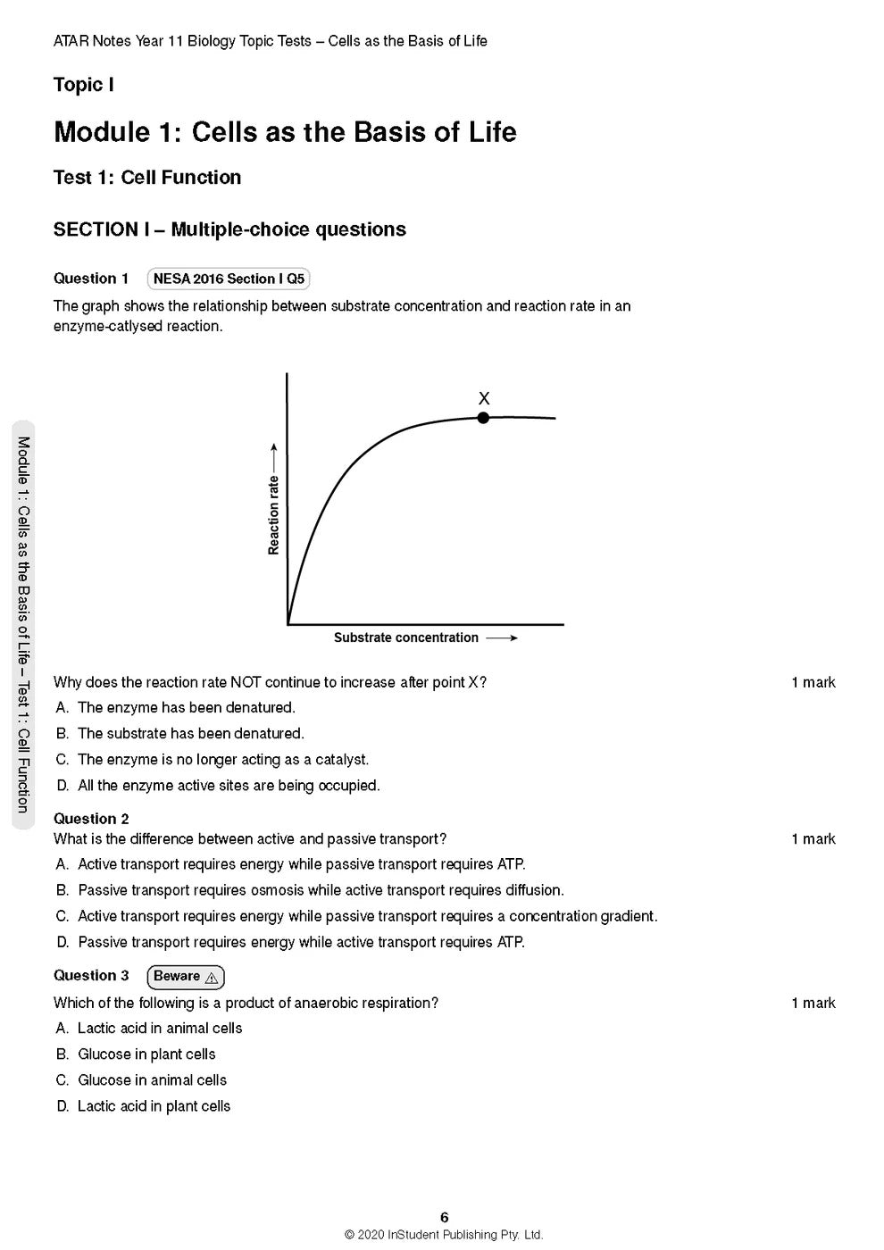 ATAR Notes HSC (Year 11) Topic Tests: Biology (2024-2026)
