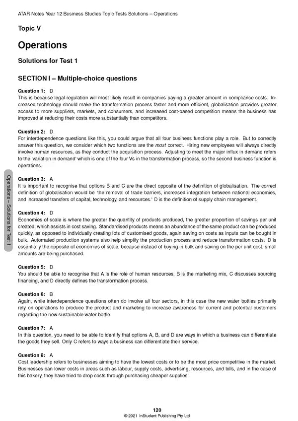 ATAR Notes HSC (Year 12) Topic Tests: Business Studies (2024-2026)