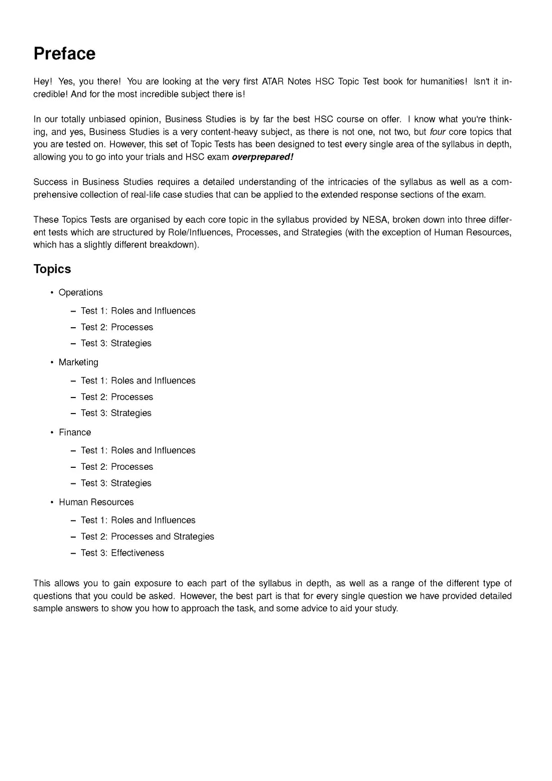 ATAR Notes HSC (Year 12) Topic Tests: Business Studies (2024-2026)