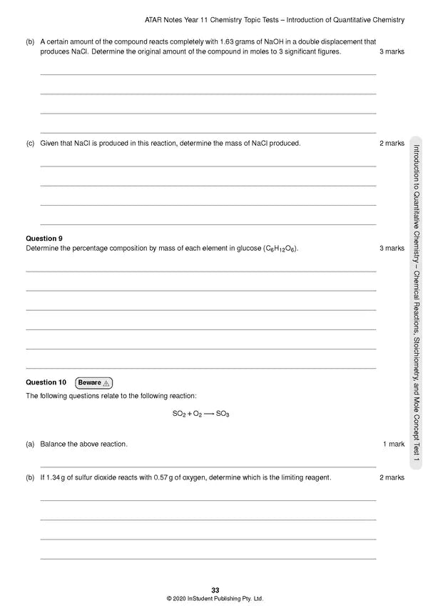 ATAR Notes HSC (Year 11) Topic Tests: Chemistry (2024-2026)