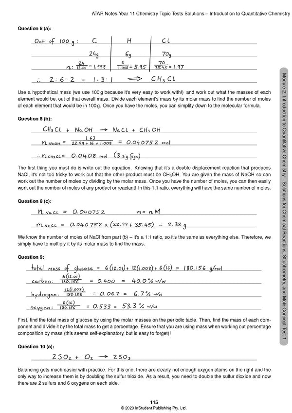 ATAR Notes HSC (Year 11) Topic Tests: Chemistry (2024-2026)