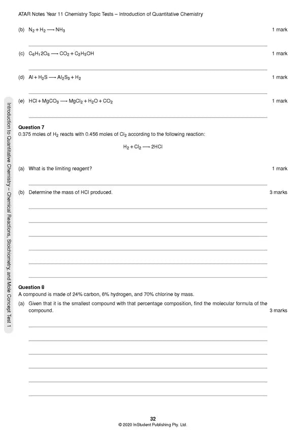 ATAR Notes HSC (Year 11) Topic Tests: Chemistry (2024-2026)