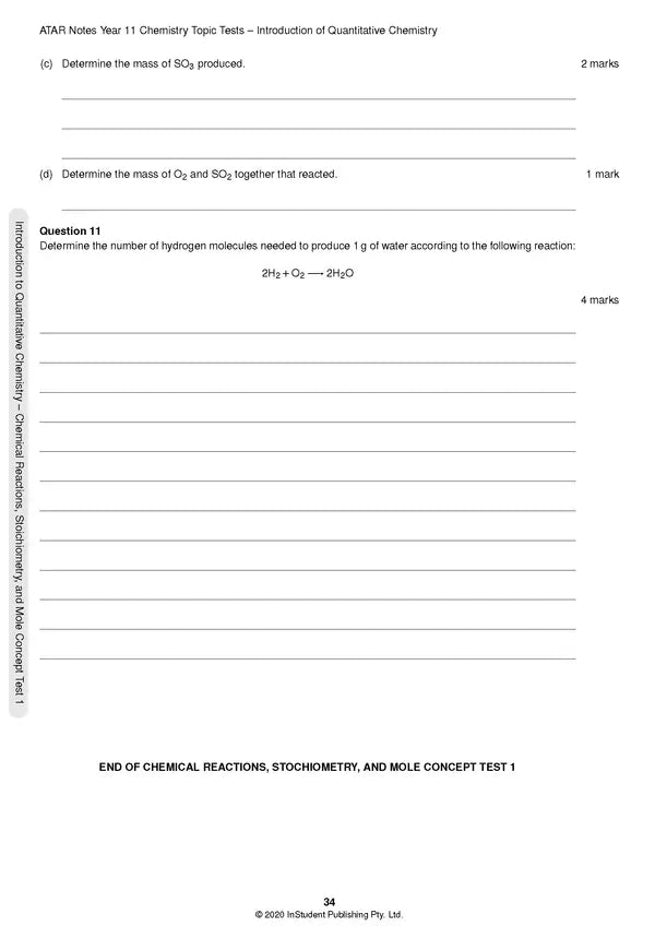 ATAR Notes HSC (Year 11) Topic Tests: Chemistry (2024-2026)