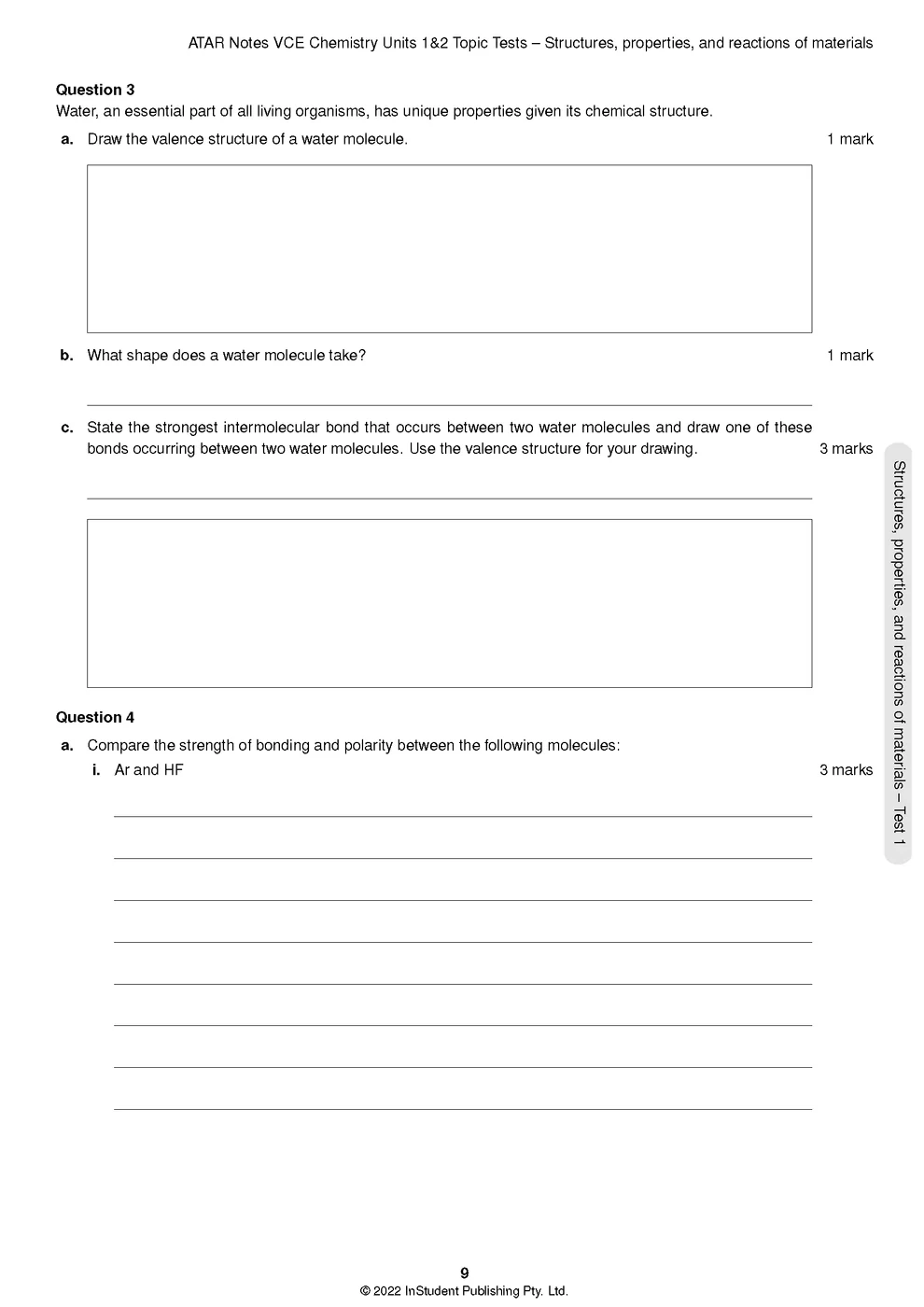 ATAR Notes VCE - Units 1 & 2 Topic Tests: Chemistry (2024-2026)