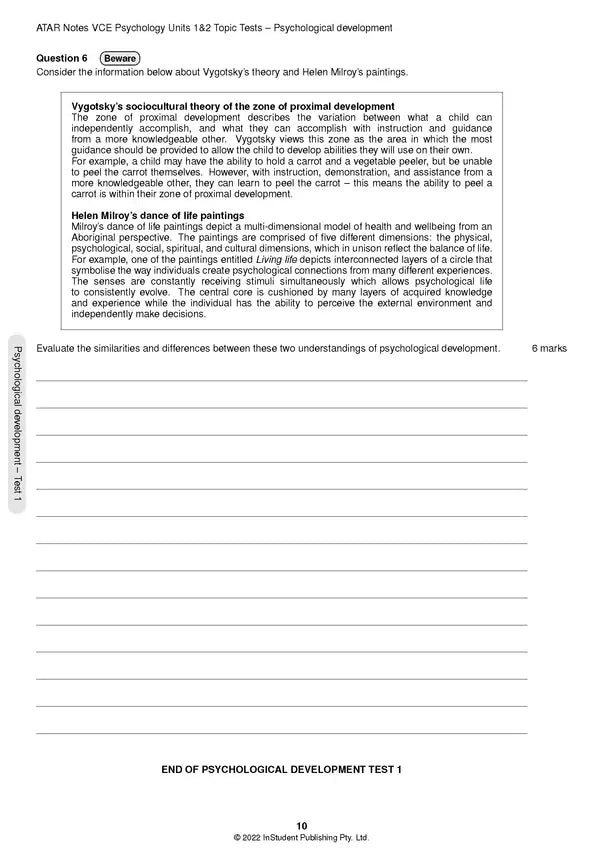 ATAR Notes VCE - Units 1 & 2 Topic Tests: Psychology (2024-2026)