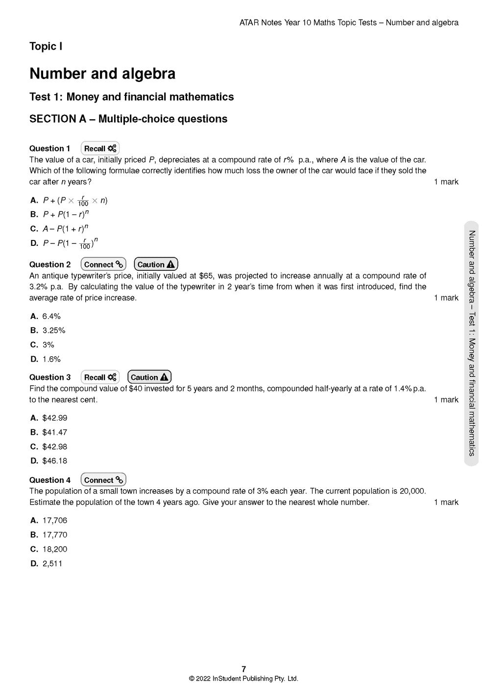 ATAR Notes Australian Curriculum - Year 10: Maths Topic Tests (2024-2026)