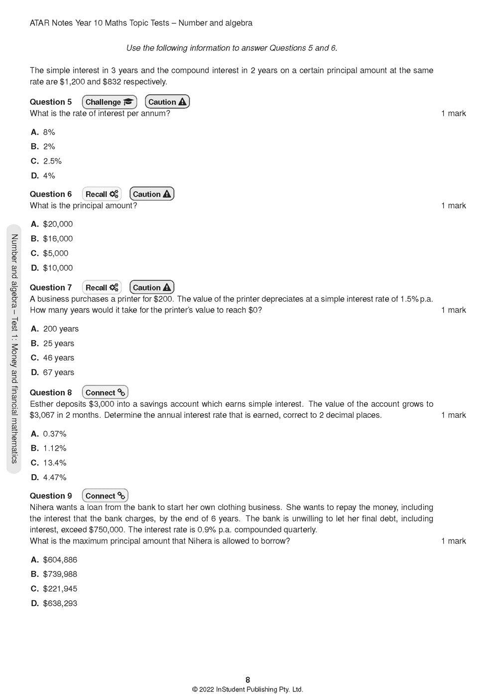 ATAR Notes Australian Curriculum - Year 10: Maths Topic Tests (2024-2026)