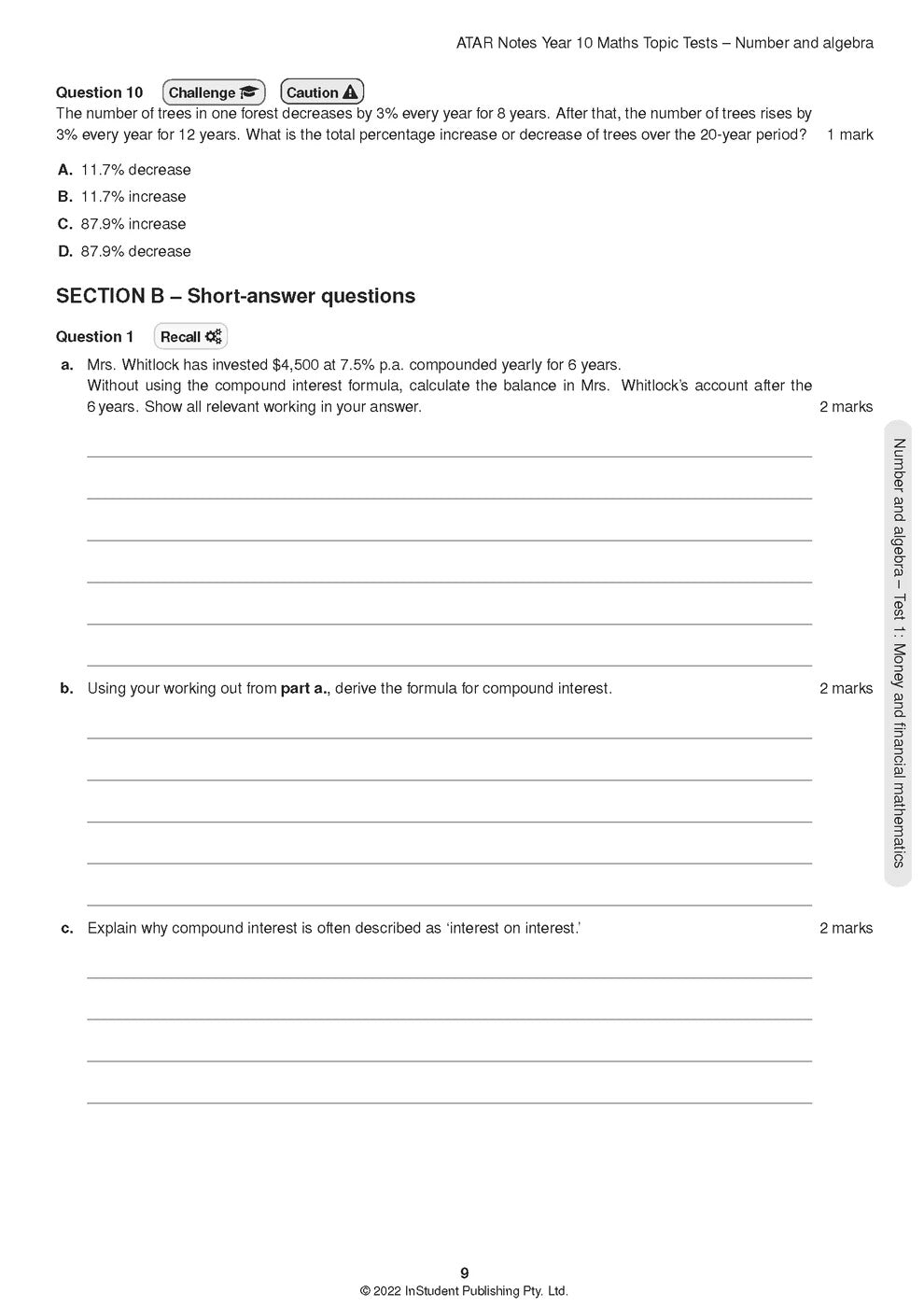 ATAR Notes Australian Curriculum - Year 10: Maths Topic Tests (2024-2026)