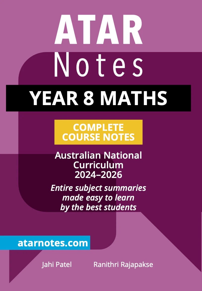 ATAR Notes Australian Curriculum - Year 8: Maths Complete Course Notes (2024-2026)