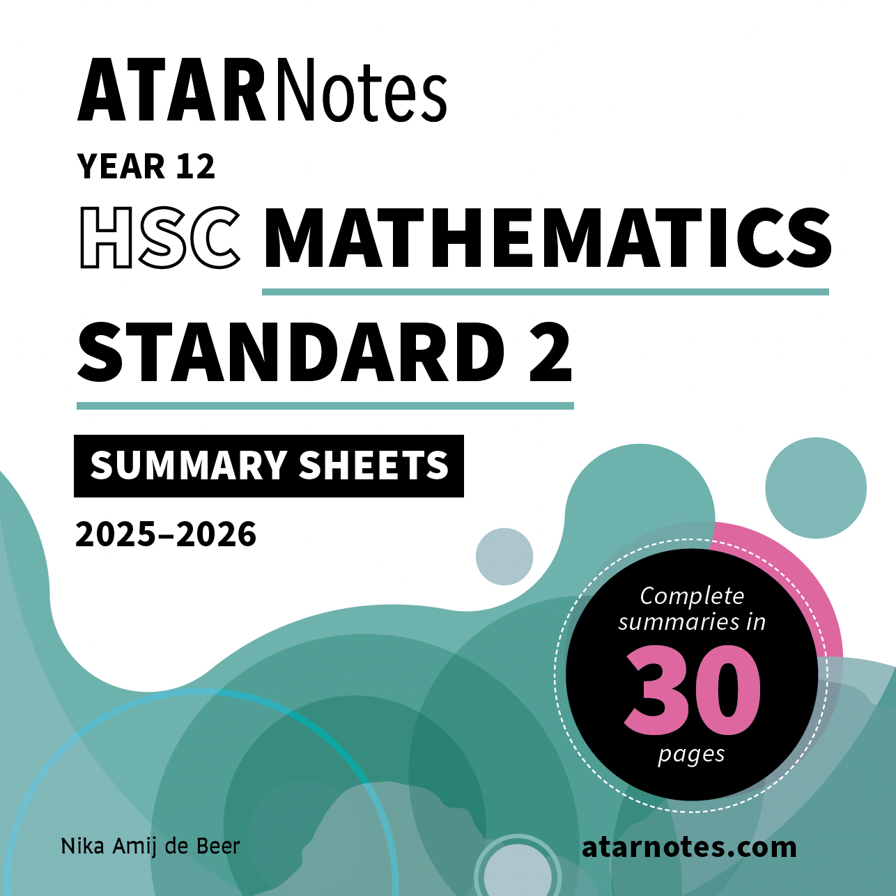 ATAR Notes HSC Year 12 Mathematics Standard 2 Summary Sheets (2025-2026)
