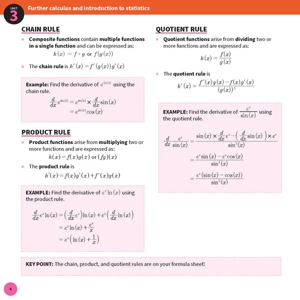ATAR Notes QCE Maths Methods 3&4 Summary Sheets (2026-2028)