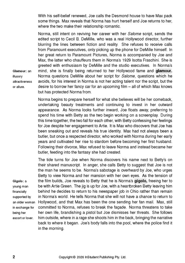 ATAR Notes Text Guide - Sunset Boulevard by Billy Wilder