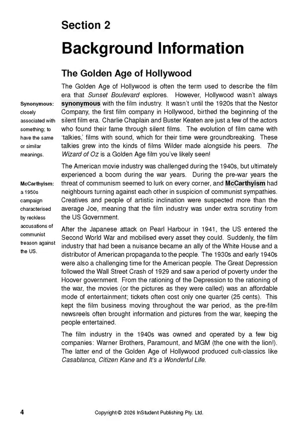 ATAR Notes Text Guide - Sunset Boulevard by Billy Wilder