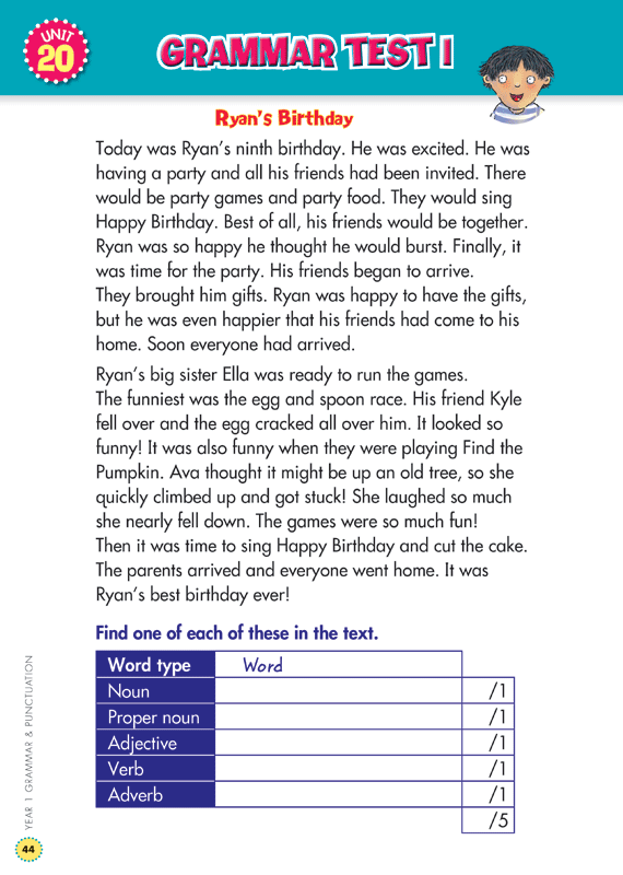 Back to Basics - Grammar and Punctuation: Year 1