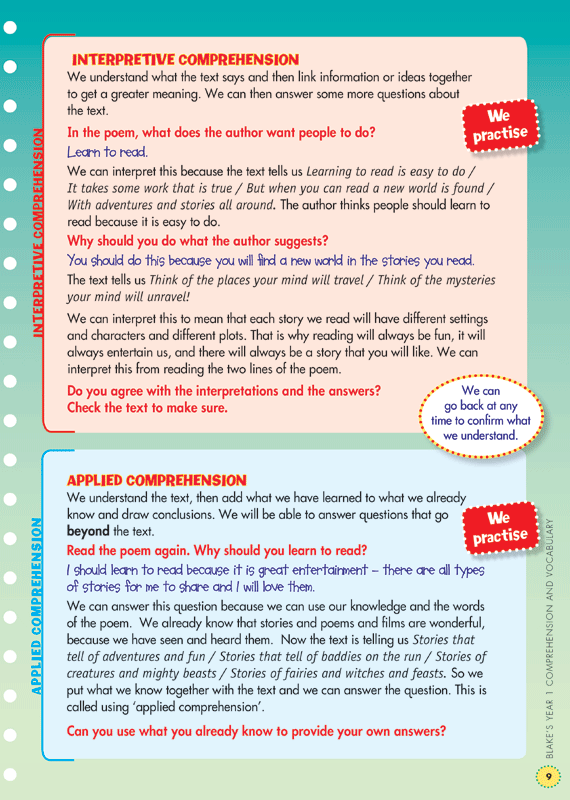 Back to Basics - Comprehension and Vocabulary: Year 1