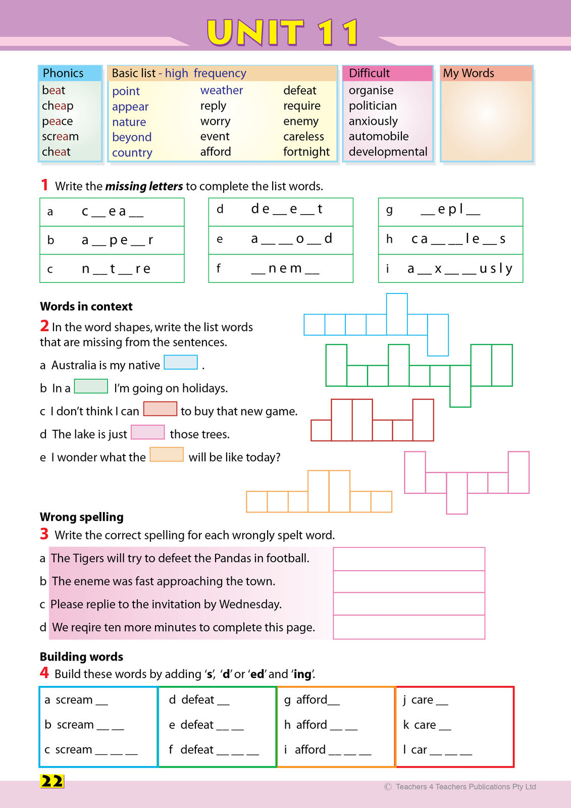 Spelling Conventions - Second Edition: Year 4