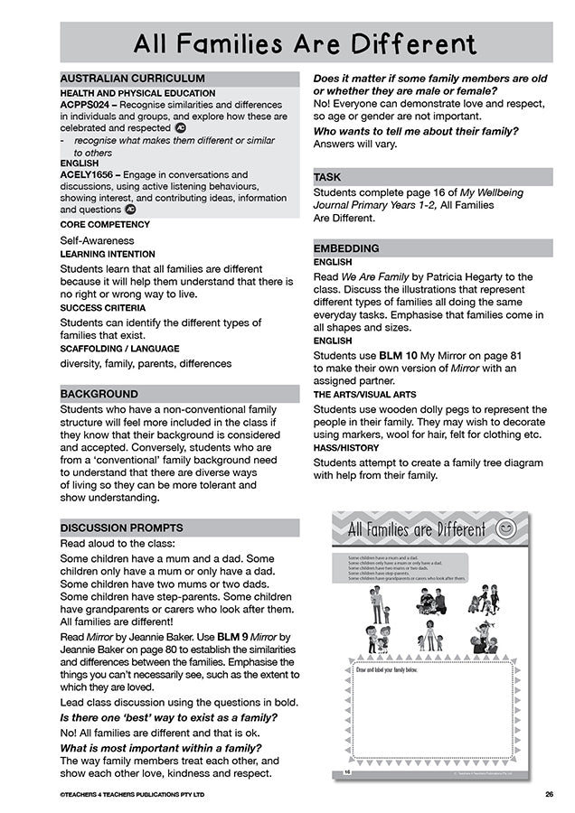 My Wellbeing Teacher's Manual: Years 1-2