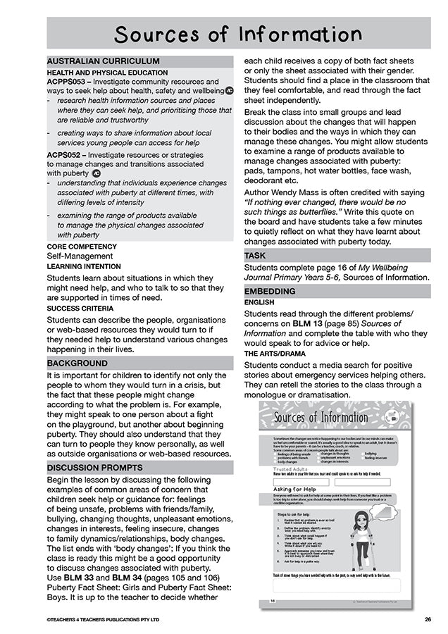 My Wellbeing Teacher's Manual: Years 5-6