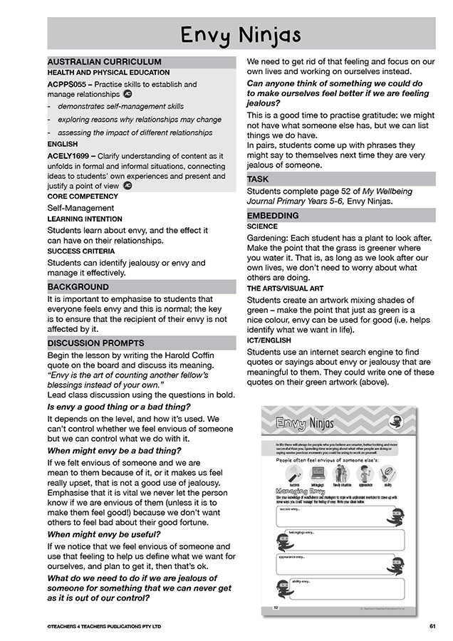 My Wellbeing Teacher's Manual: Years 5-6