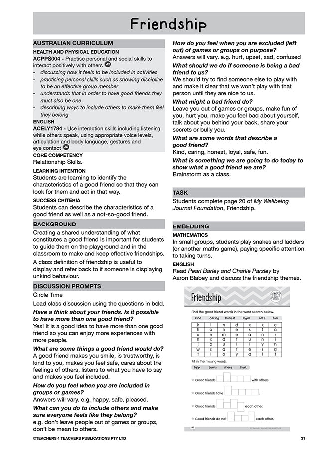 My Wellbeing Teacher's Manual: Foundation