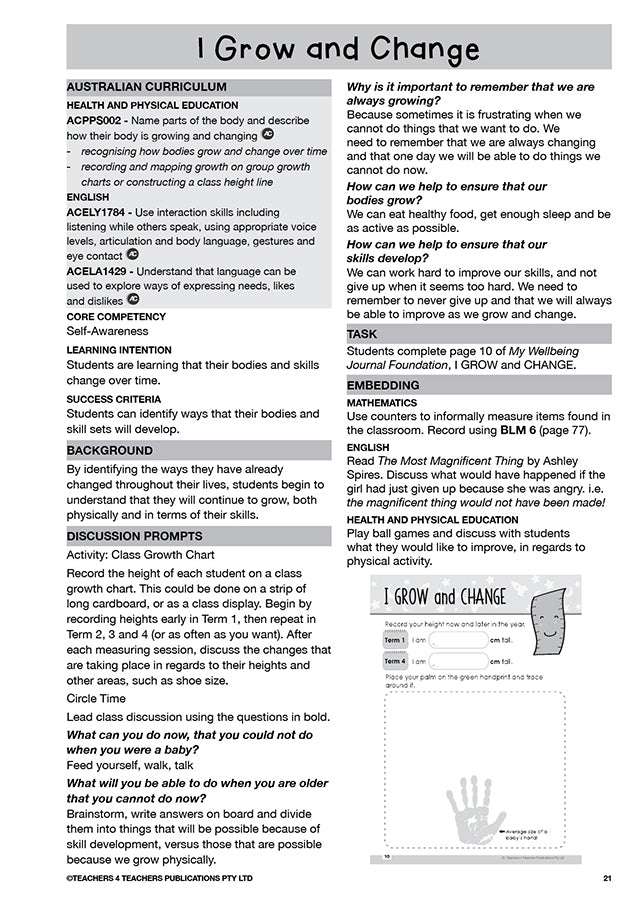 My Wellbeing Teacher's Manual: Foundation