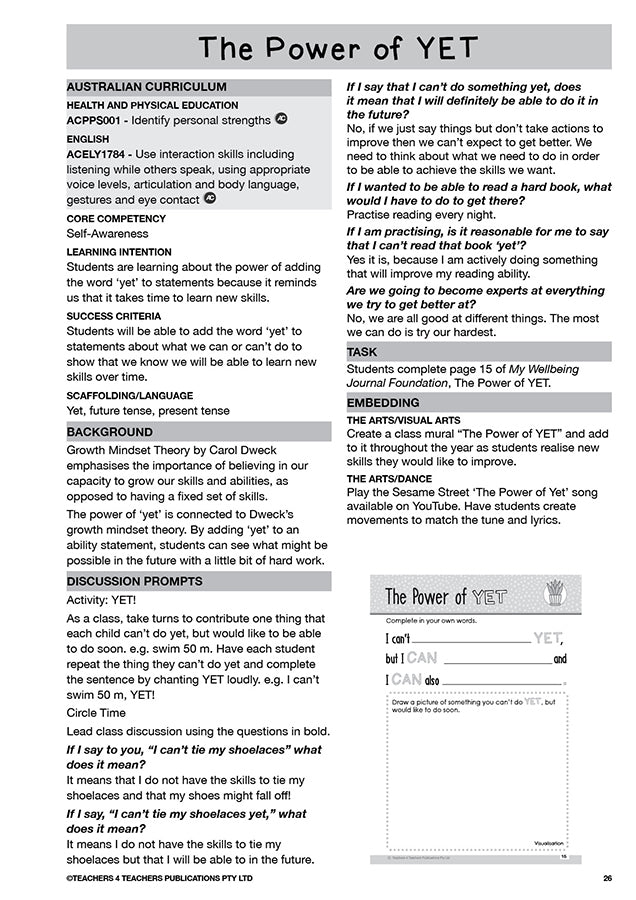 My Wellbeing Teacher's Manual: Foundation
