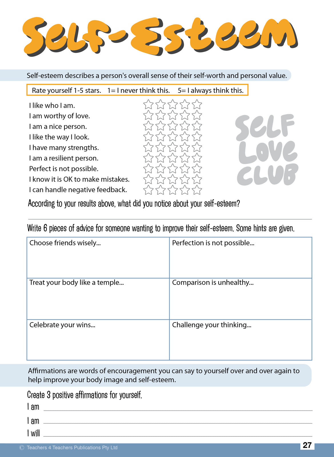 My Wellbeing Journal - Years 7 & 8