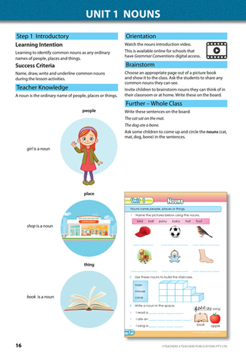 Grammar Conventions - Teacher's Book with Games: Year 1
