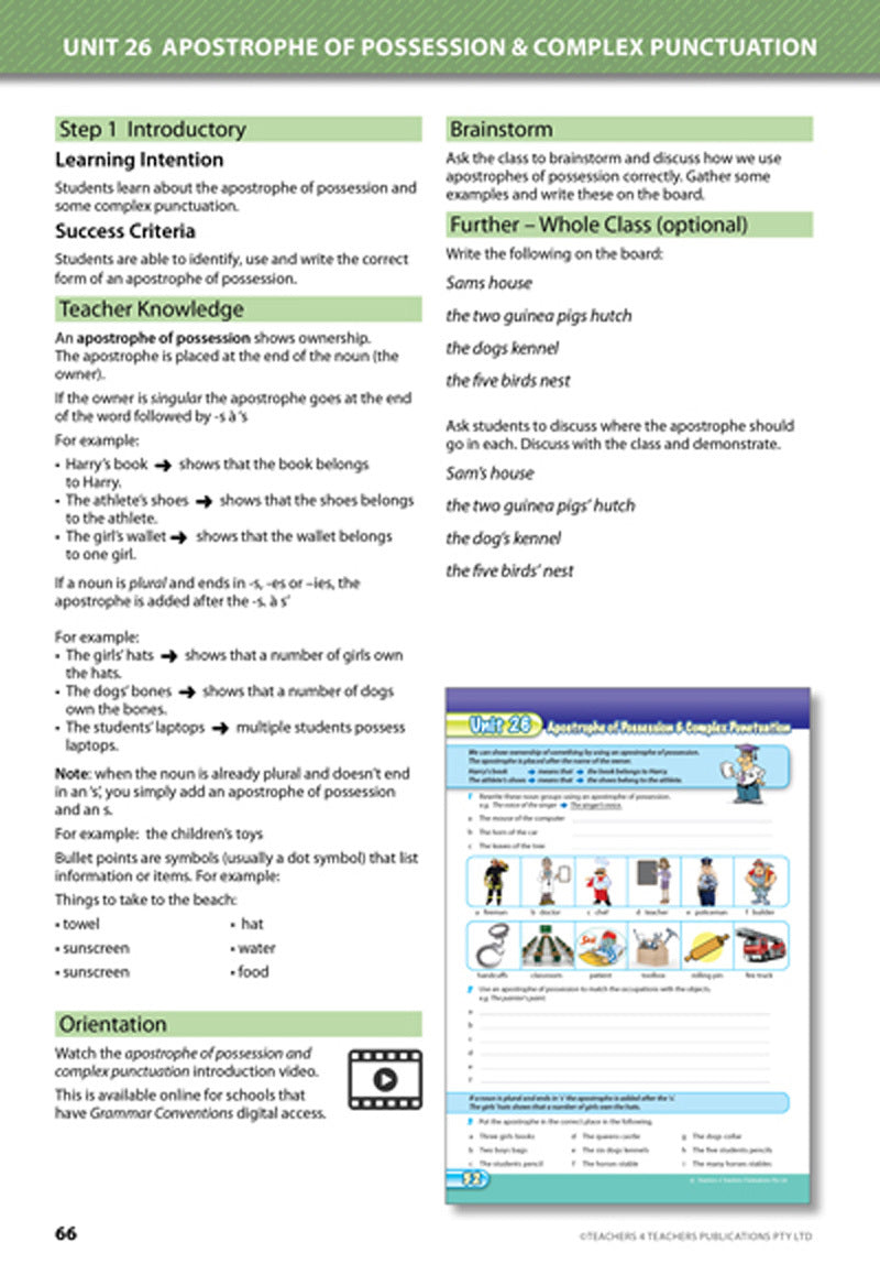 Grammar Conventions - Teacher's Book with Games: Year 5