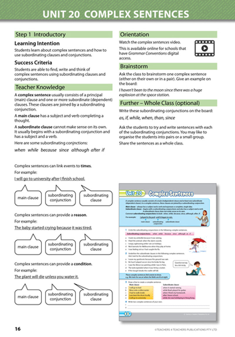 Grammar Conventions - Teacher's Book with Games: Year 6