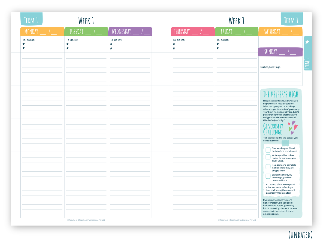 My Wellbeing Teacher Planner (Undated)