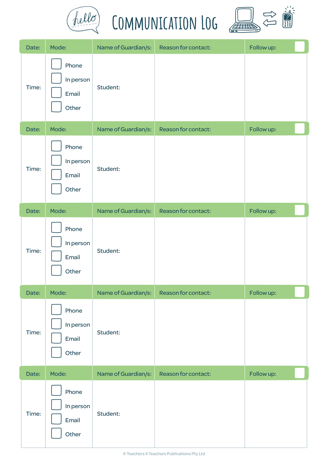 My Wellbeing Teacher Planner (Undated)
