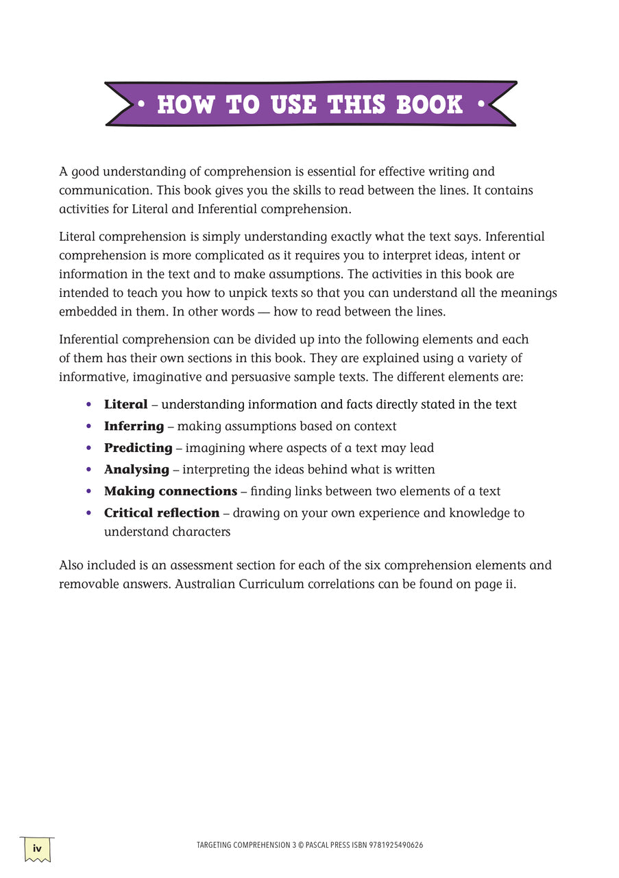 Targeting Comprehension Activity Book - Year 3