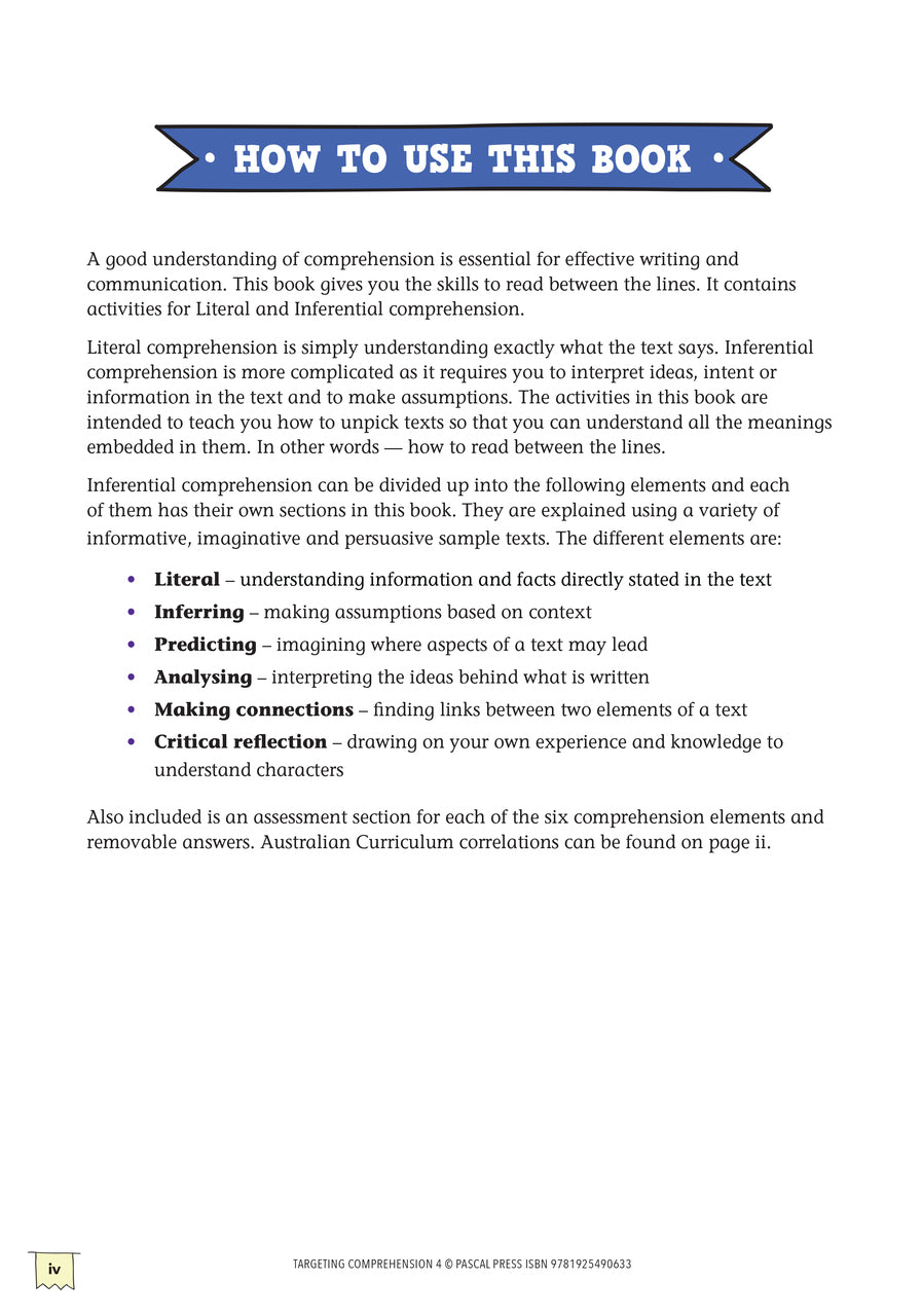 Targeting Comprehension Activity Book - Year 4