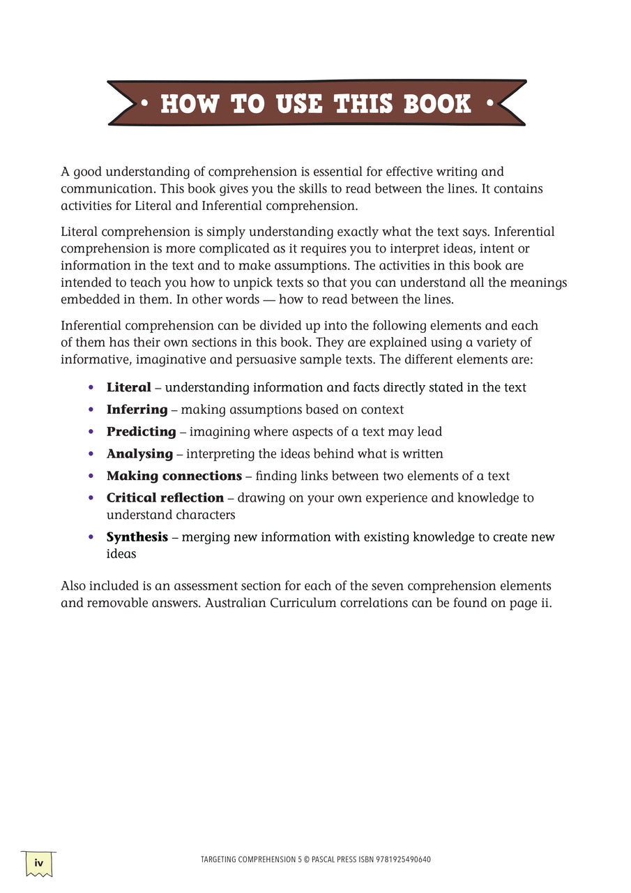 Targeting Comprehension Activity Book - Year 5