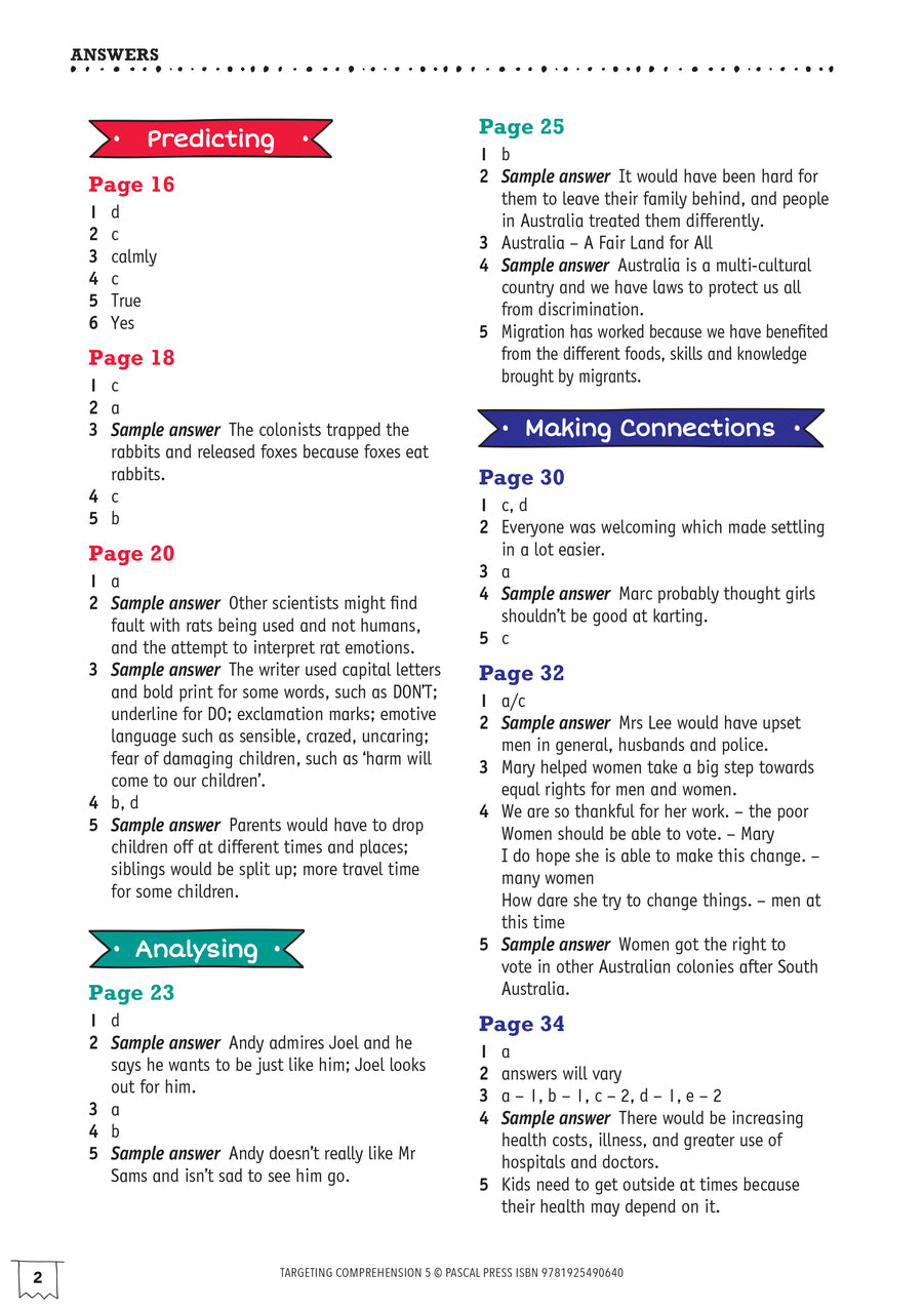 Targeting Comprehension Activity Book - Year 5