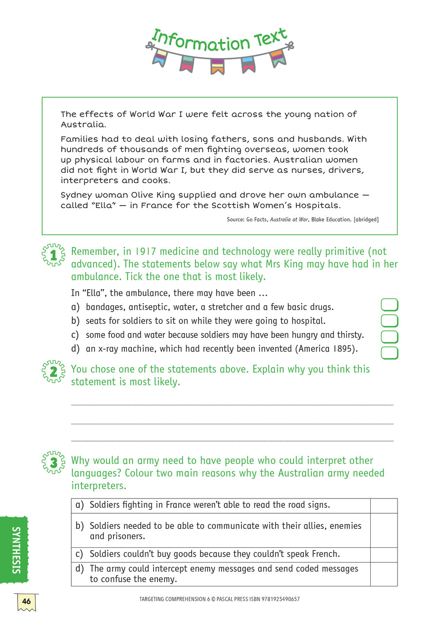 Targeting Comprehension Activity Book - Year 6