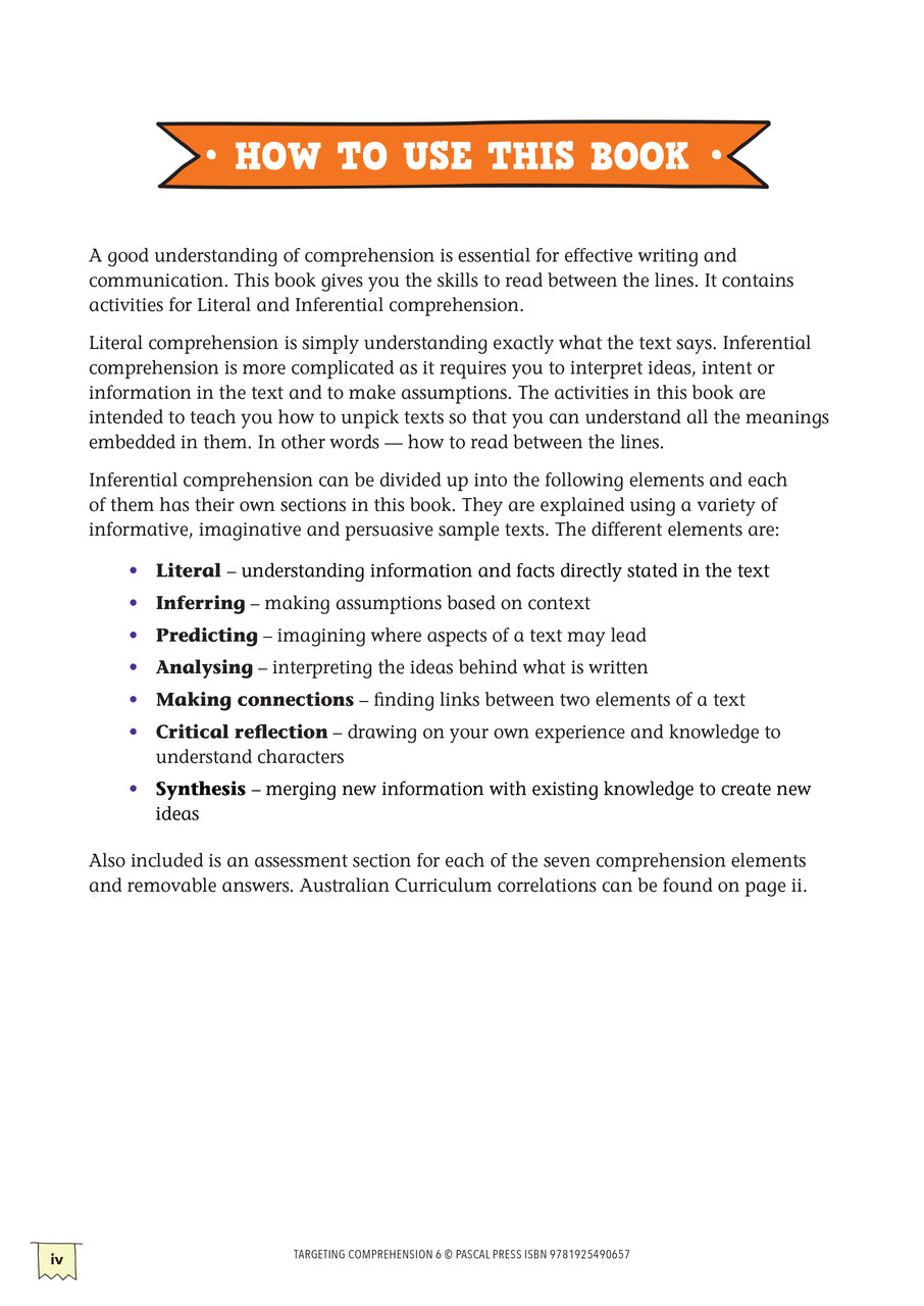 Targeting Comprehension Activity Book - Year 6
