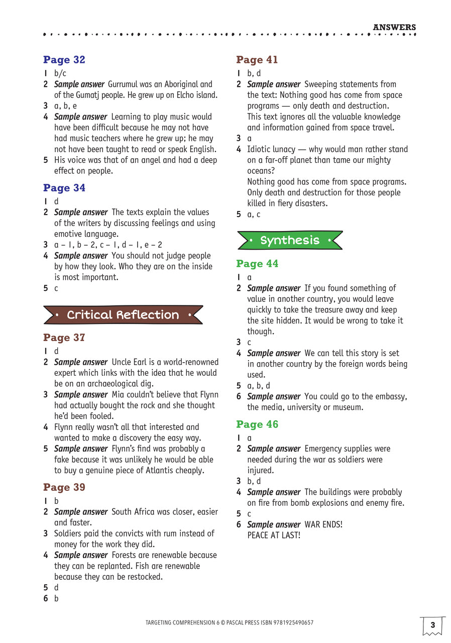 Targeting Comprehension Activity Book - Year 6