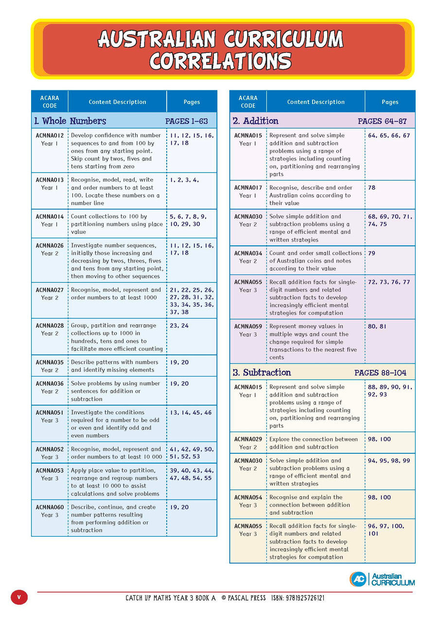 Catch-Up Maths: Number & Algebra, Statistics & Probability - Year 3 Book A