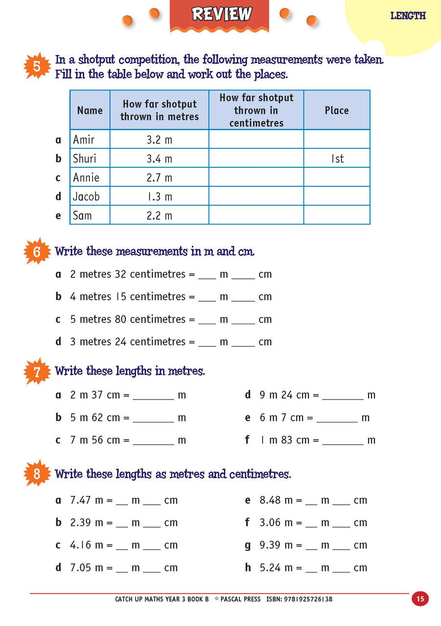 Catch-Up Maths: Measurement & Space - Year 3 Book B