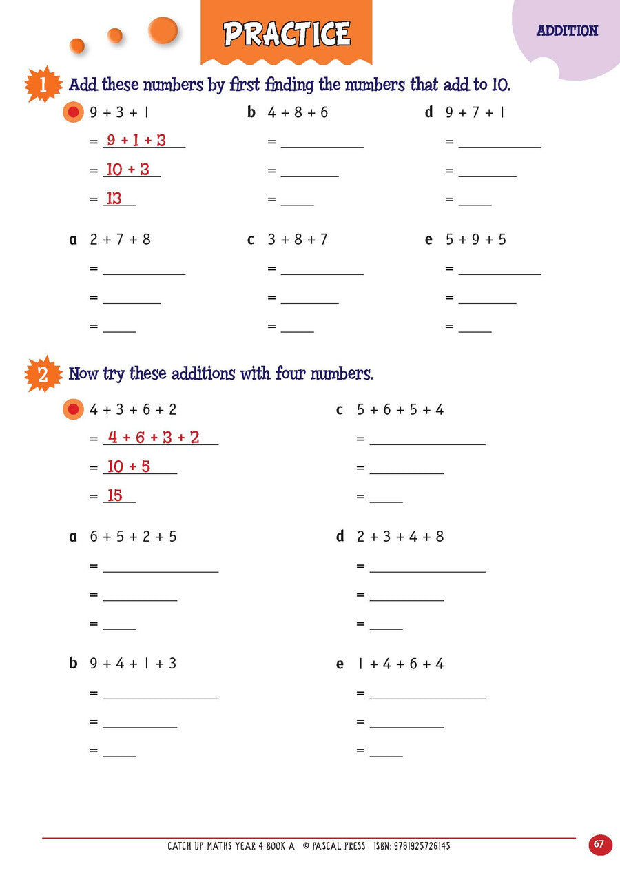 Catch-Up Maths: Number & Algebra, Statistics & Probability - Year 4 Book A