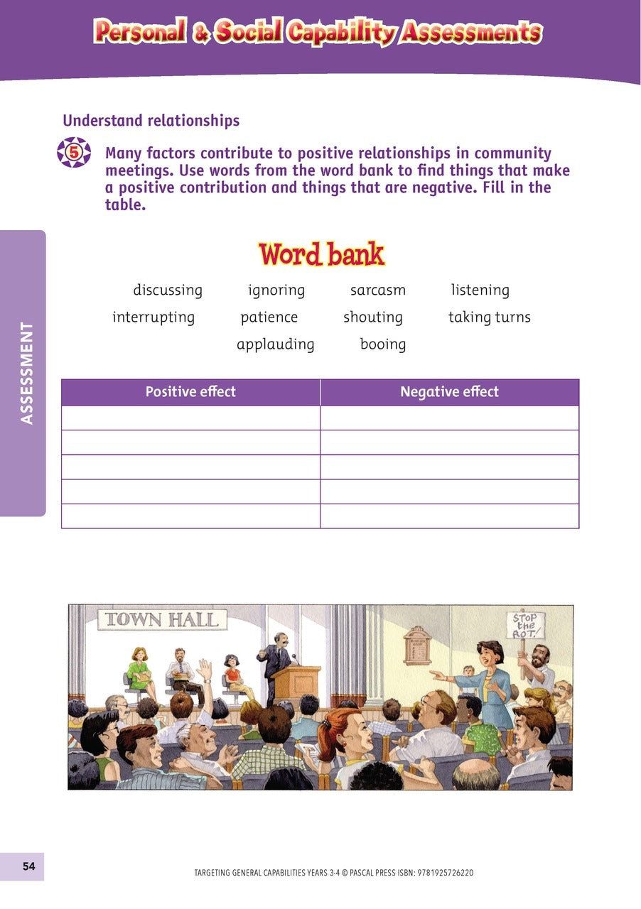 Targeting General Capabilities - Personal and Social Capability / Intercultural Understanding: Years 3 - 4