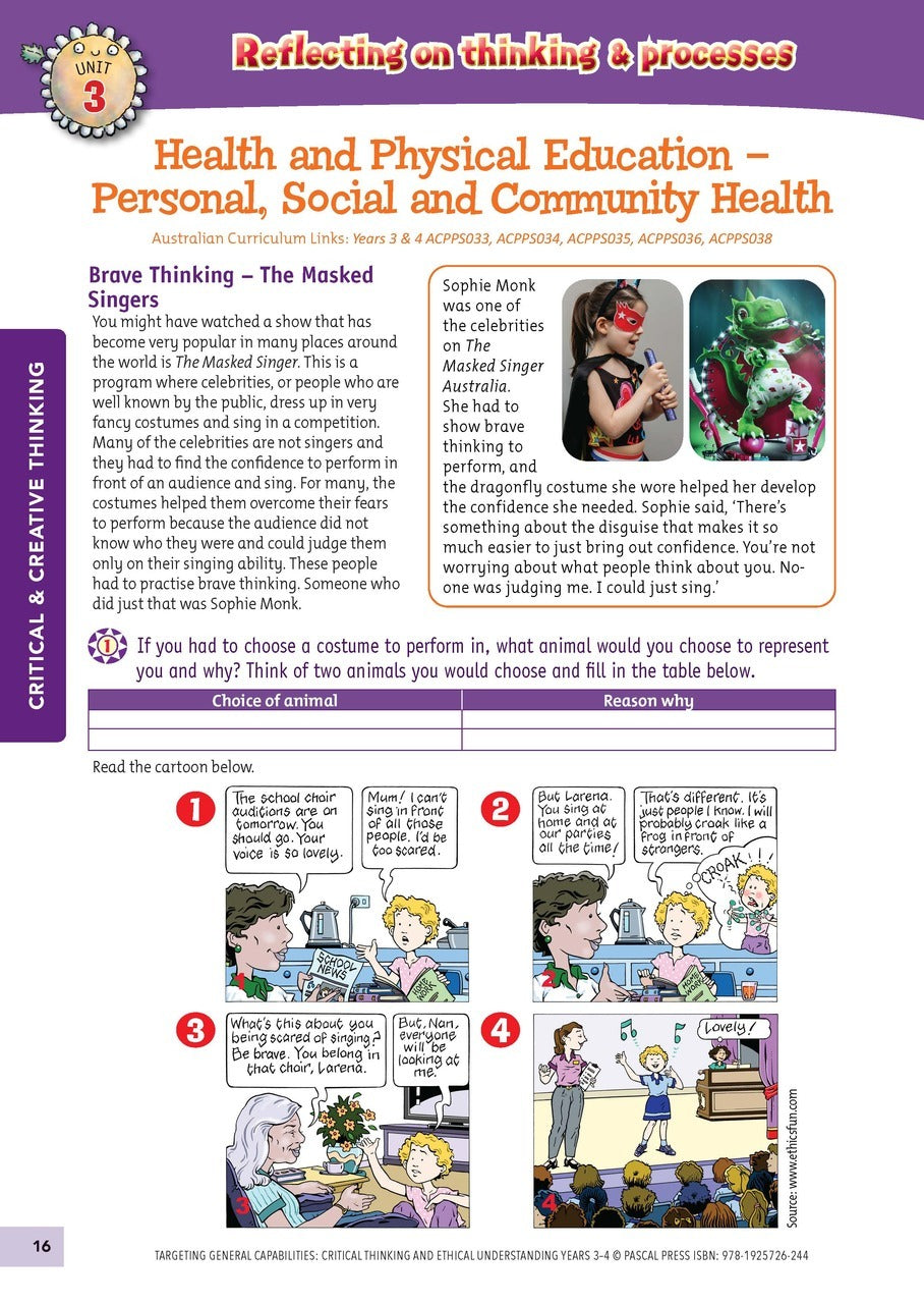 Targeting General Capabilities - Critical & Creative Thinking / Ethical Understanding: Years 3 - 4