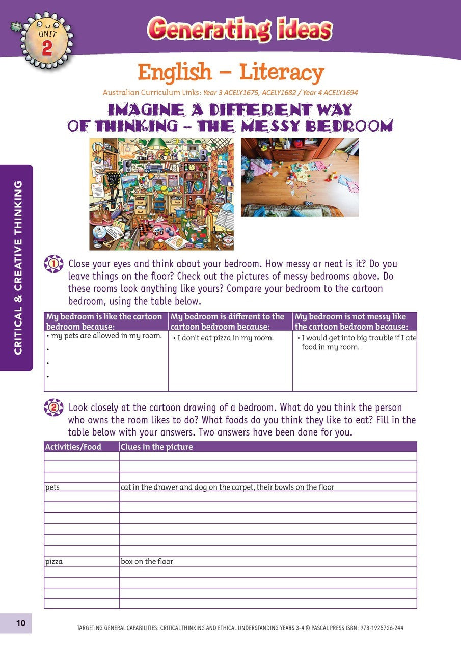 Targeting General Capabilities - Critical & Creative Thinking / Ethical Understanding: Years 3 - 4